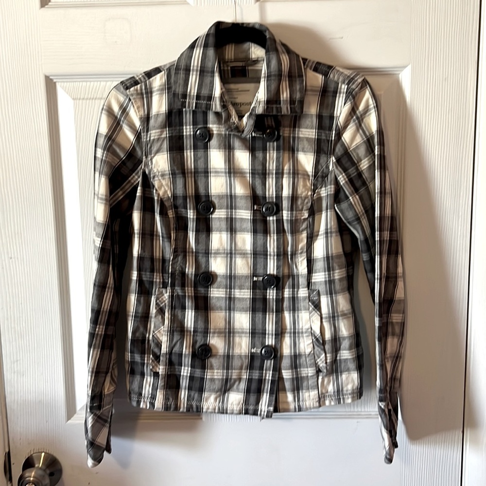 Aeropostale Plaid Double Breasted Spring Jacket